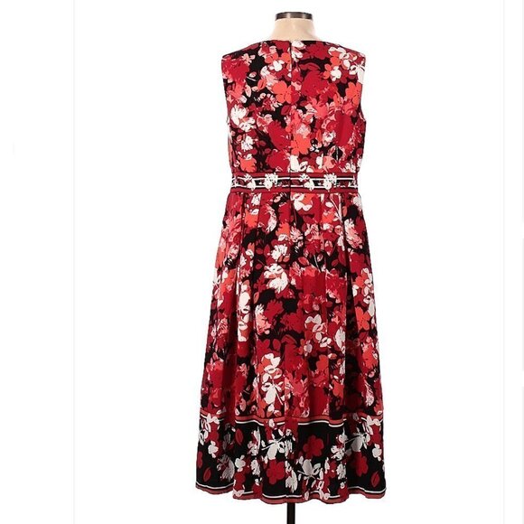 JESSICA London Sleeveless Red & White Floral Dress Size 12W - Picture 2 of 3